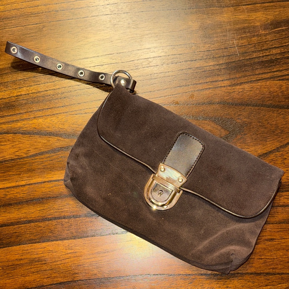 The Limited Genuine Suede Brown Wristlet with Zipper